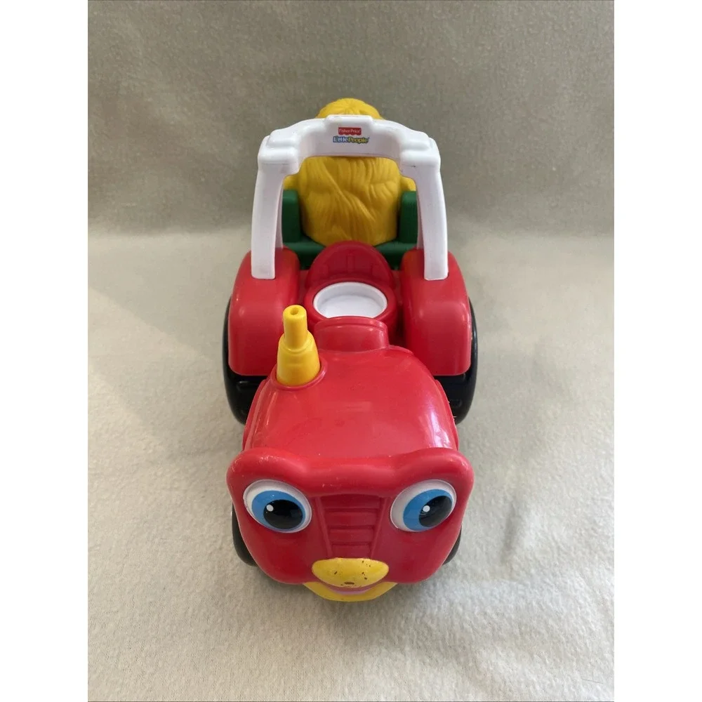 Fisher Price Little People Tow n Pull Farm Tractor Sounds Pop Up Pig 2007 Works